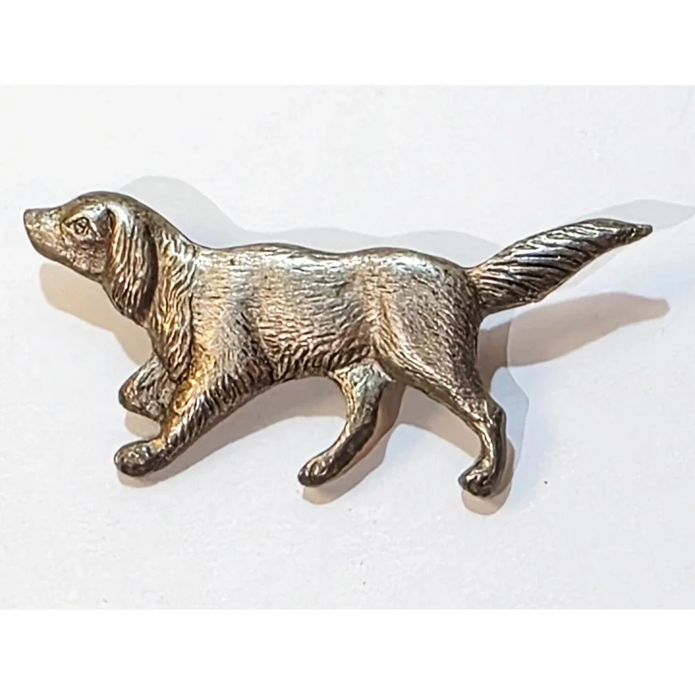 Vintage Silver Tone Metal Pointer Hunting Dog Brooch Pin
